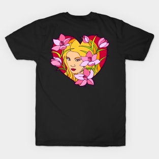 Pink Lilies and Blonde Valentine Beauty T-Shirt